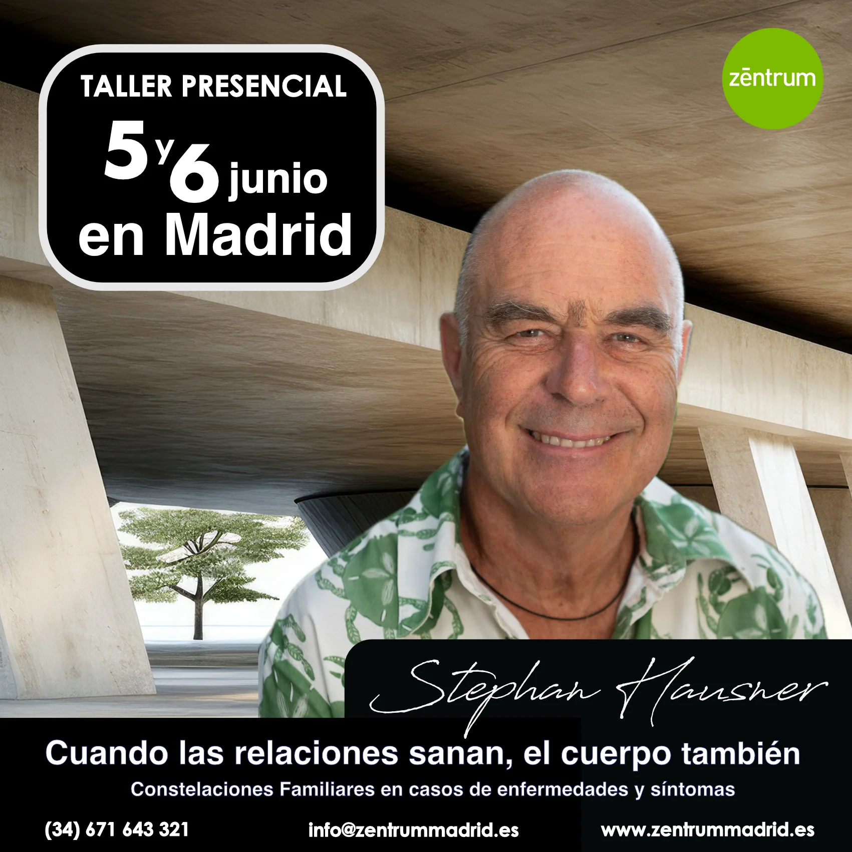 Stephan Hausner facilitando un taller de Constelaciones Familiares aplicadas a la enfermedad y los síntomas en Madrid