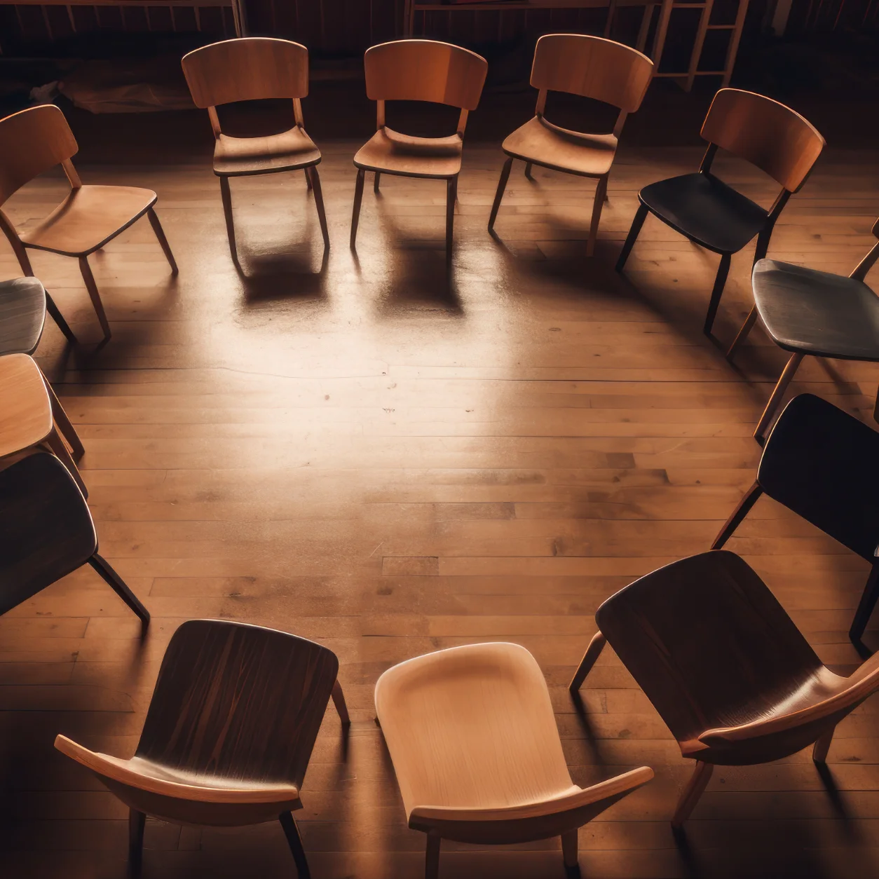 Sala de trabajo en Zēntrum Madrid para talleres de constelaciones familiares con el enfoque de Bert Hellinger.
